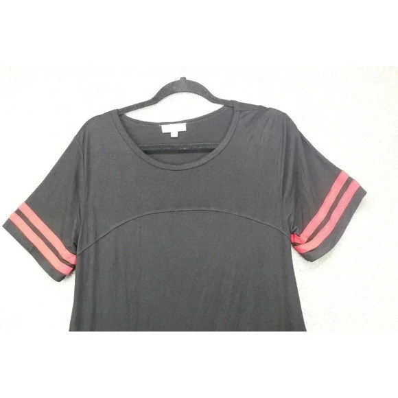 Umgee Women's Sleepshirt-Size Large-Pockets-Black and Red-Silky-Soft - Picture 2 of 7